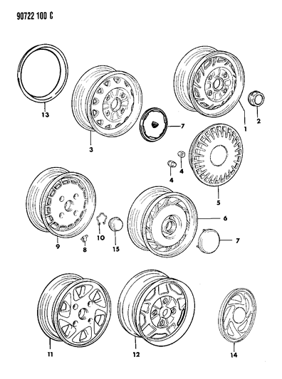 Nut, Hub W/Cap W/Aluminum Wheel (Silver) Diagram for MB057636