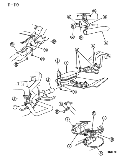 1986 Jeep Grand Wagoneer Bracket, Tailpipe Hanger, Outer Diagram for 52003426