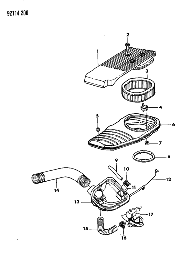 1992 Dodge Shadow Hose, Crankcase Vent To Air Cleaner W/Edf Injection Engine Diagram for 4343477