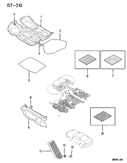2020 Ram ProMaster City Clip, Front Floor Carpet, Gray Diagram for MU481130