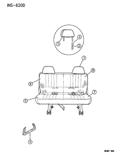 1996 Dodge Grand Caravan Fastener, Cushion And Back Cover Diagram for 6008076