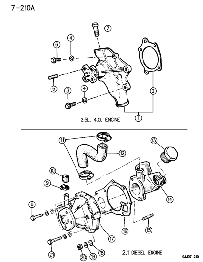 Gasket, Water Pump Housing Diagram for 53020420