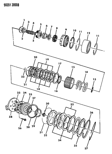 1990 Jeep Wrangler Spring, Direct Clutch Wave Diagram for 4461032