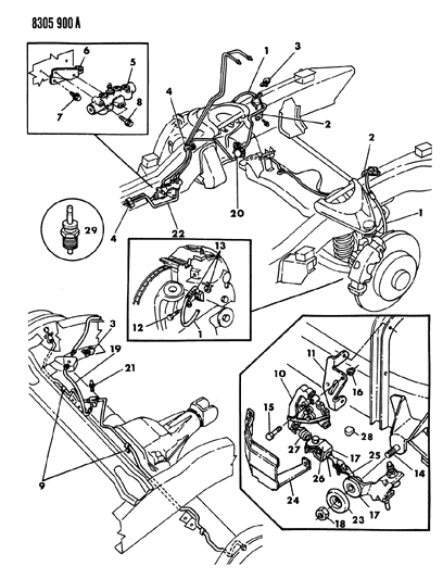 1984 Dodge Daytona Nut, Rear Spring Bolt, Shackle , & Clip Diagram for 6023019