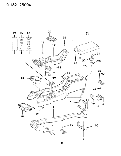 1991 Chrysler TC Maserati Retainer, Latch Diagram for 55001300