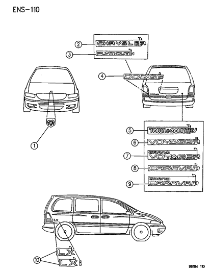 1986 Dodge Charger Nameplate, "Dodge" Rams Head, Hood Diagram for 4676908