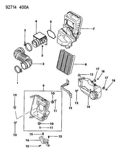 1997 Dodge B3500 Clamp, Air Cleaner Diagram for MF661138