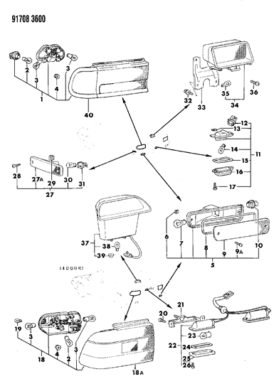 1996 Dodge B3500 Bulb, Taillamp (12V-27/7W) , Sebring, Brown Diagram for MS820047