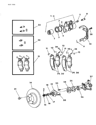 Shoe, Clip And Sensor Package, Power Disc Brakes, Front Diagram for V1012658