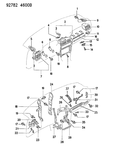 1993 Dodge Colt Screw, Hazard Lamp Wiring (4X10) Diagram for MB409436