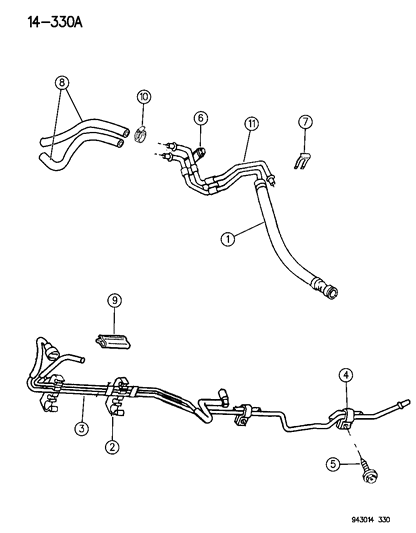 1994 Dodge Ram 2500 Tube Bundle, Fuel Supply, Return And Vapor Diagram for 83507208