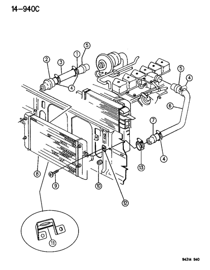 1994 Dodge Ram 2500 Clamp, Hose Diagram for 52027814