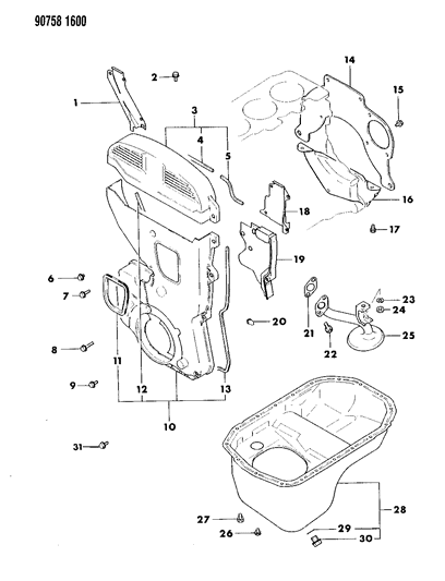 Plug, Timing Belt Under Cover Diagram for MD129345