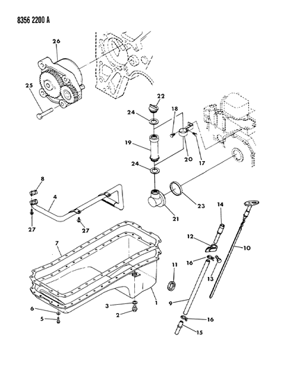 1989 Jeep Wrangler Plug, Oil Pan Drain M8X1.25X12 Diagram for 4429215