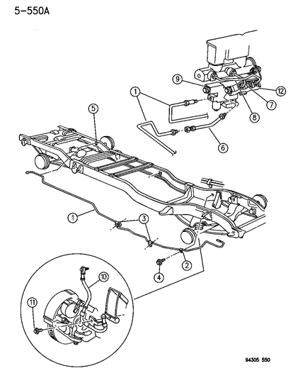 1994 Dodge Ram 2500 Clip, Brake And Fuel Lines To Left Rail Diagram for 52008238