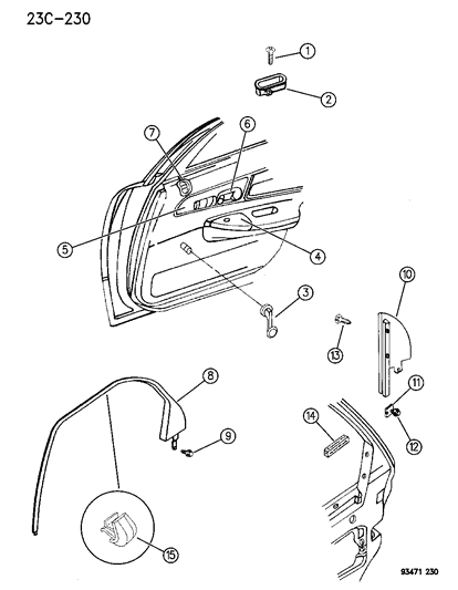 1999 Chrysler Cirrus Cup, Door Pull Diagram for HE36MS6