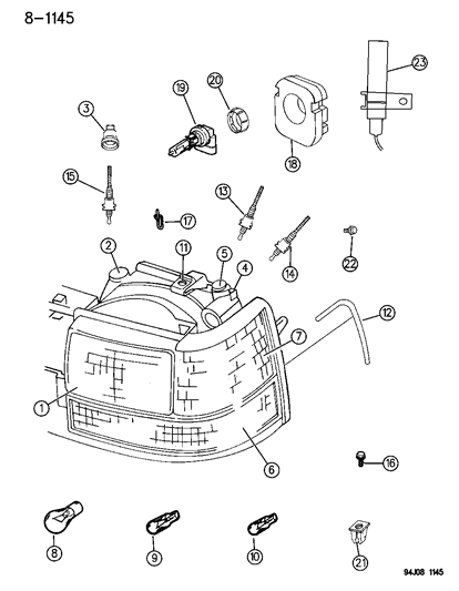 Headlamp Assembly (W/O Headlamp Leveling Device) Diagram for 55054969