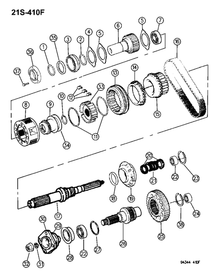 2004 Chrysler Concorde Yoke Transfer Case Output Diagram for 4746152