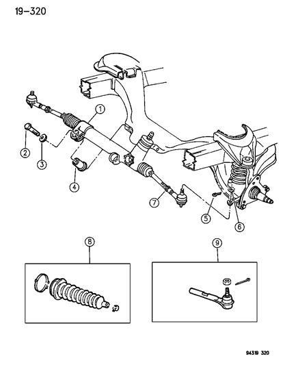 1994 Dodge Dakota Insulator, Rack & Pinion Steering Gear Diagram for 4147387