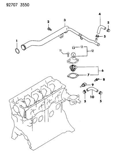 1988 Dodge Mini Ram Clip, Cooling Water Line (15.5) Diagram for MS660243
