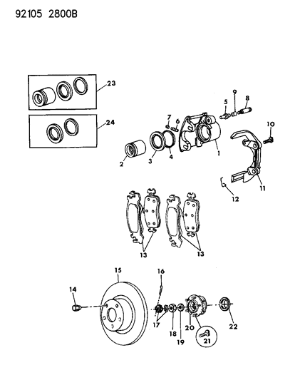 2022 Dodge Challenger Shoe And Lining Package, Front Wheel Disc Brake Diagram for V1012725AB