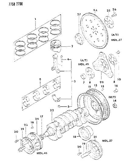 Pin, Flywheel (Dowel 8X18) W/Manual Transmission Diagram for MF472404