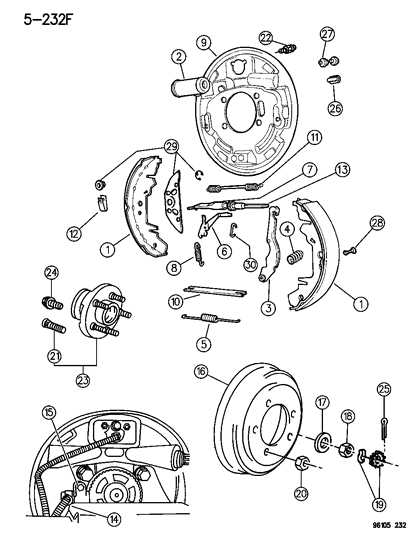 Spring, Brake Shoe Return Diagram for 4797662