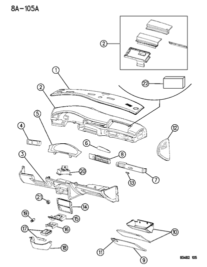Airbag, Passenger, Up To 1-31-94, Passenger Side Diagram for GA04MAZ