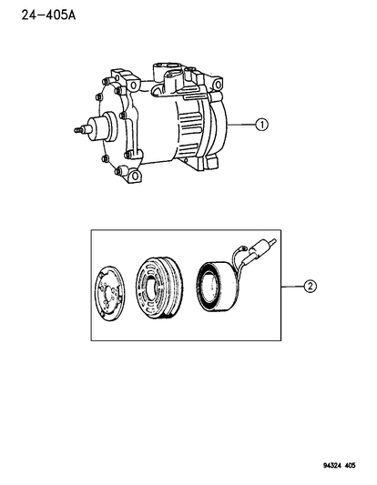 1990 Dodge Daytona Compressor, 2.5L/4.0L Engine Diagram for R7150406