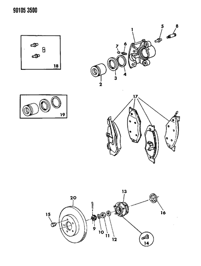 Shoe, Front Wheel Disc Brake, Lining & Clip Package Diagram for V1012934