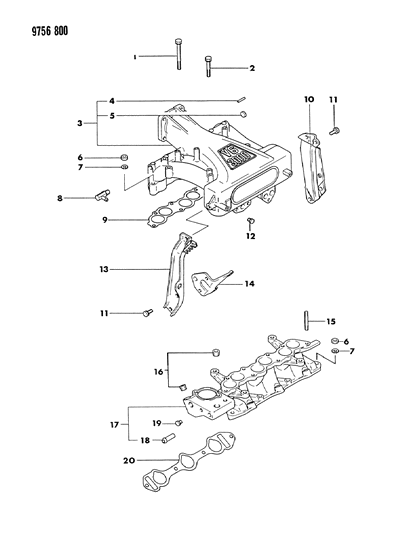 1989 Dodge Raider Nipple, Inlet Manifold Diagram for MD088822