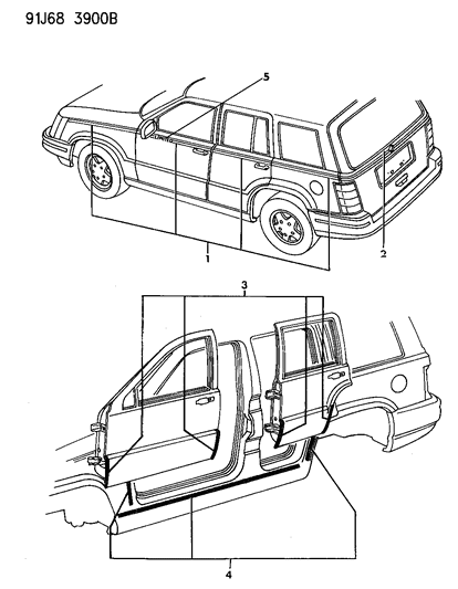 2013 Jeep Grand Cherokee Decal, Door, "Limited" "New Gold" Color, 10/23/92 Diagram for 5DL21MYJ