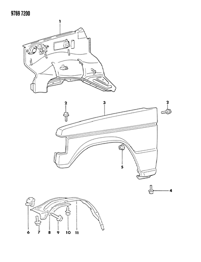 1989 Dodge Raider Clip, Trim - Black Diagram for MB345544