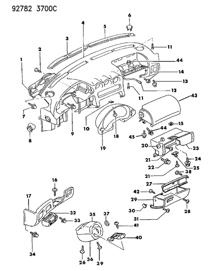 Nut, Instrument Panel Meter Spring (5) Diagram for MB326019