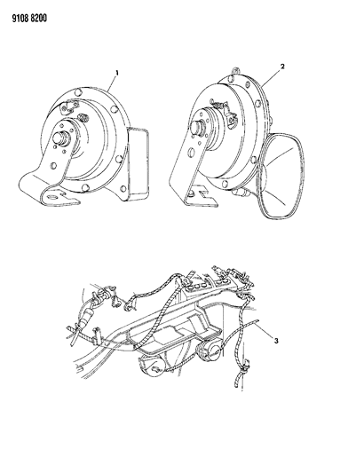 1989 Dodge Shadow Horn, High Note Package Diagram for 4469050