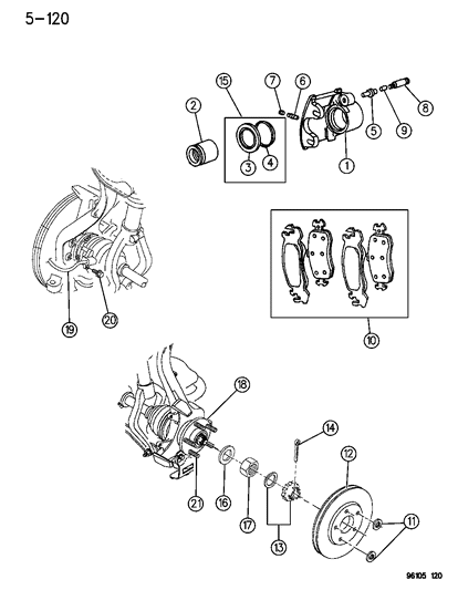 1996 Dodge Stratus Shoe And Lining Package, Front Disc Brake (Standard) Diagram for 4882070