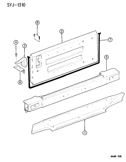 1986 Jeep Grand Wagoneer Panel, Lower, Rear Diagram for 55175788