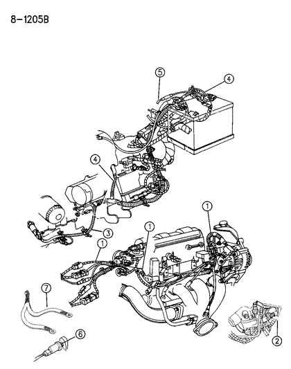 Wiring, Battery, 3.3 Engine, 1993 Diagram for 4692012