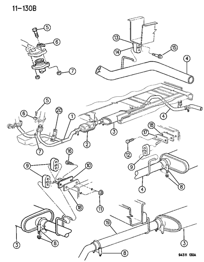 Bracket, Tailpipe Hanger Diagram for 52103001