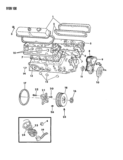 1989 Dodge Diplomat Bolt, W/Washer Power Steering Bracket W/3.9, 5.2L Engine Diagram for 9420892