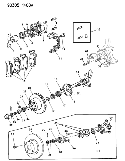 1986 Dodge Daytona Shoe And Lining Package, Front Wheel Disc Brake Diagram for V1012368