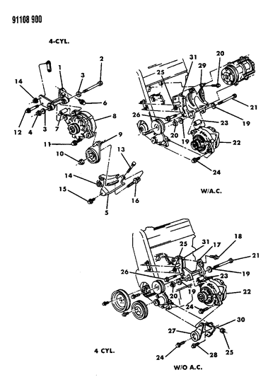 2024 Ram ProMaster 1500 Bracket, Alternator Mounting To Water Pump, Lower Diagram for 4536235