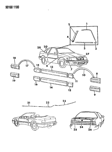 Moulding, Quarter Panel Front, Used W/O Wheel Openings Diagram for X655HX9