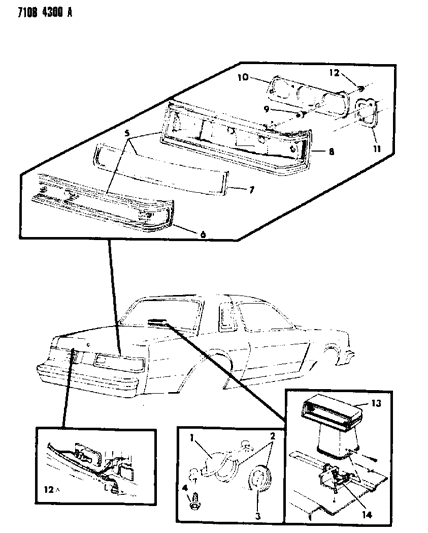 1987 Dodge Caravan Lamp, High - Mounted Stop Lamp, W/Bulb & Socket Diagram for H202EK1