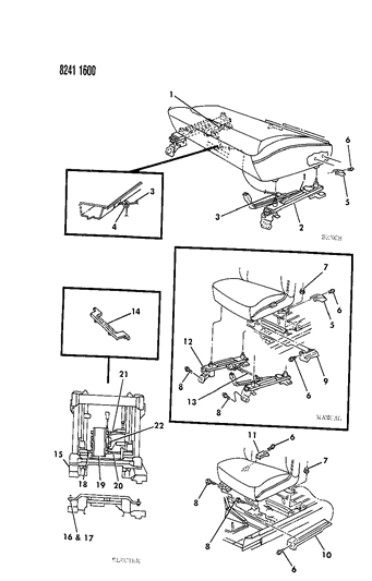1988 Dodge Dynasty Cover, Electric Adjuster, Rear Diagram for S901FS8