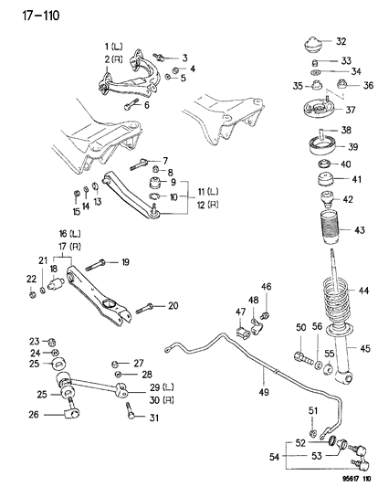 Nut And Washer, Rear Suspension Stabilizer (10) 1995 Diagram for MB288653