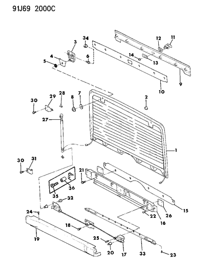 Cylinder, Liftglass Support Diagram for G0004761