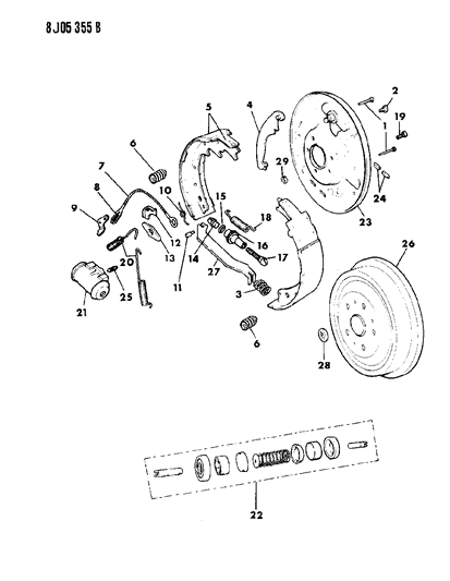 2025 Jeep Grand Cherokee L Plug, Brake Adjust Hole, W/9 X 2 1/2" Brake, H.D. Drum Diagram for 4238721