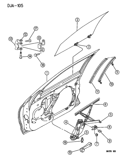 1996 Dodge Stratus Motor Window Regulator See Note Diagram for 4814118