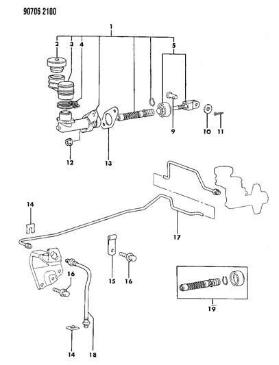 1995 Dodge B3500 Gasket, Master Cylinder Mounting Diagram for MB555016